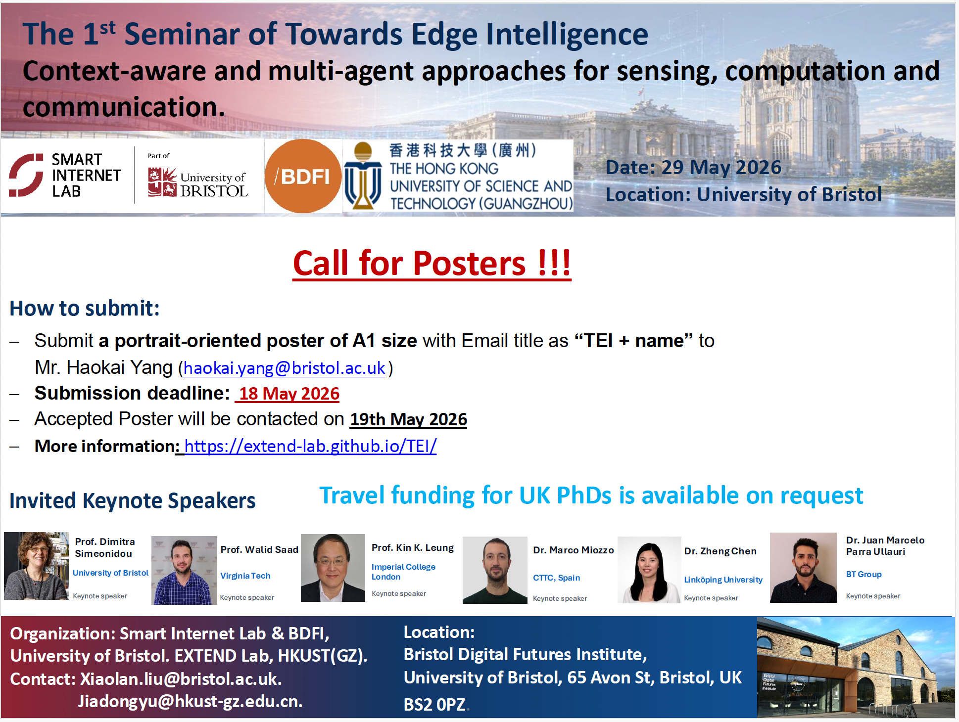 Poster call for the 1st Seminar of Towards Edge Intelligence
