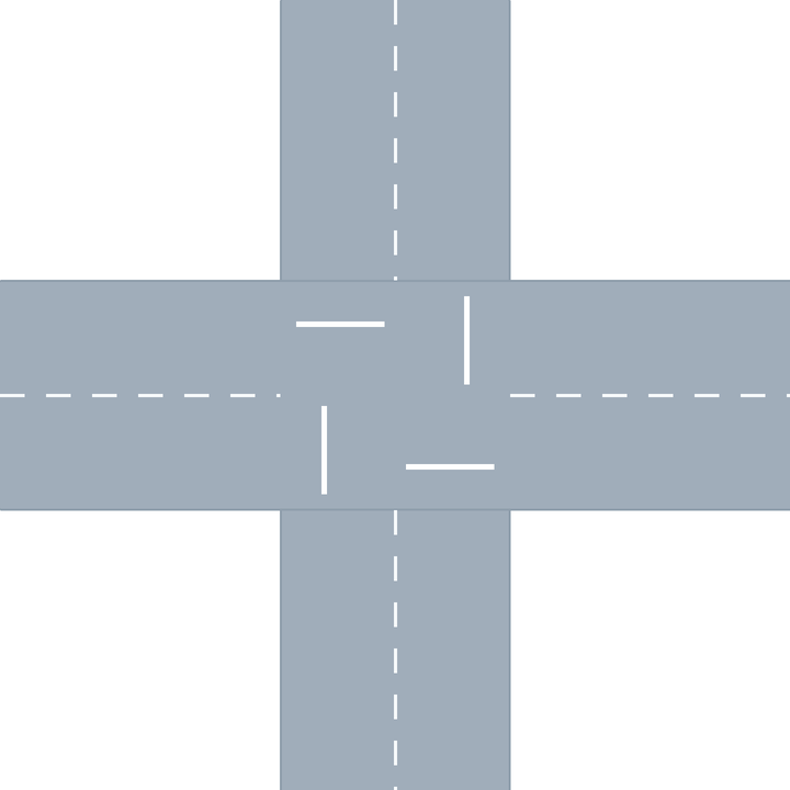 Animated Traffic Junction benchmark showing agents approaching and crossing a four-way intersection with local observation ranges